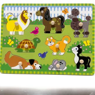 Juego De Encaje Didáctico Con Agarre De Madera Animales