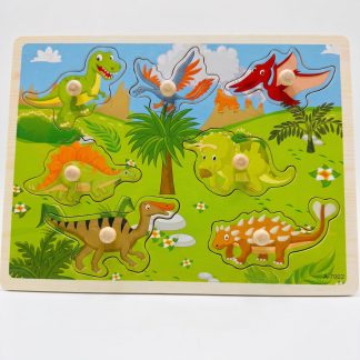 Juego De Encastre Didáctico Con Agarre De Madera Dinosaurios