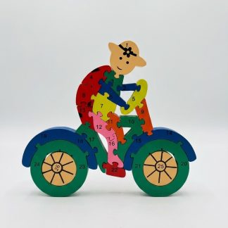 Rompecabeza 3D letras y numeros mariquita en bicicleta