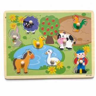 Juego De Encaje Didáctico Con Agarre De Madera Animales Granja